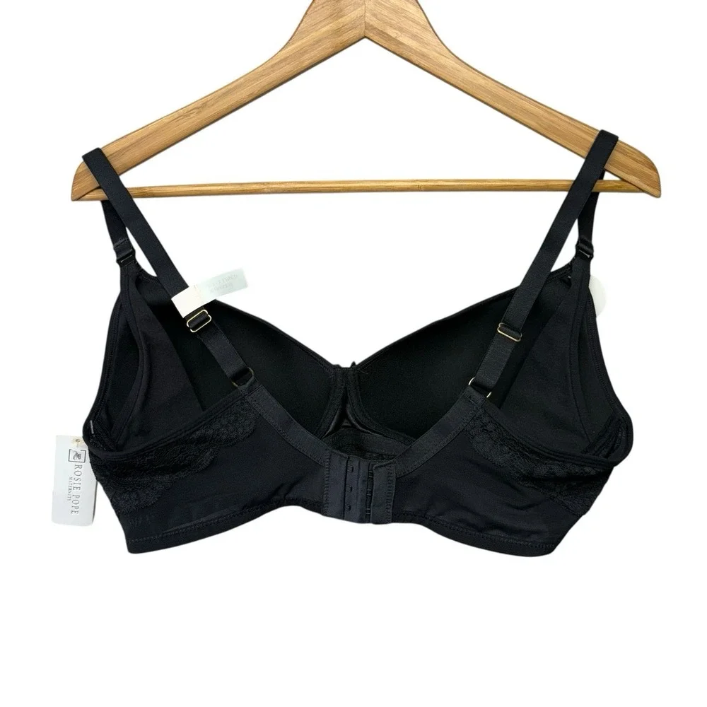 Rosie Pope Bra 36D Black Nursing Bra Lace Maternity Wireless Lightly Lined NWT
